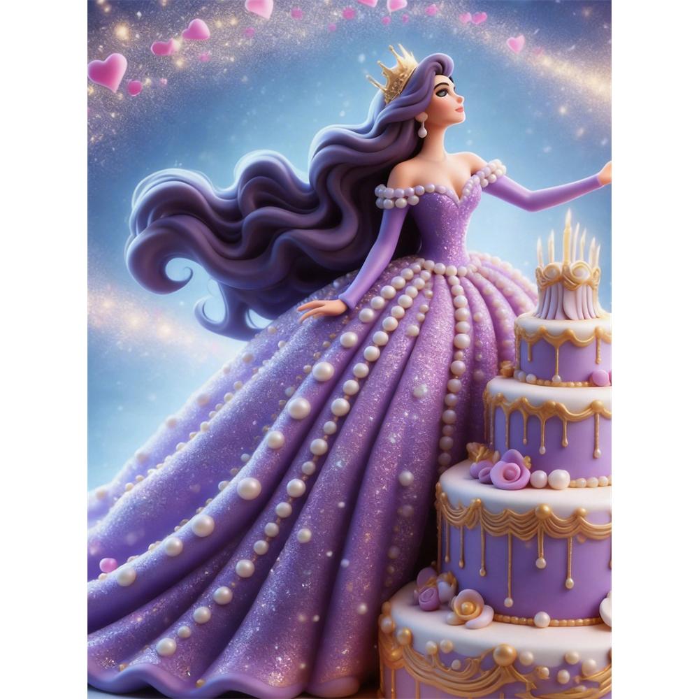 

Disney Pearl Painting Set Princess in The Purple Dresss Starry Birthday Party Sparkling Painting Crafts Home Wall Decoration Handmade Gift 35x45cm
