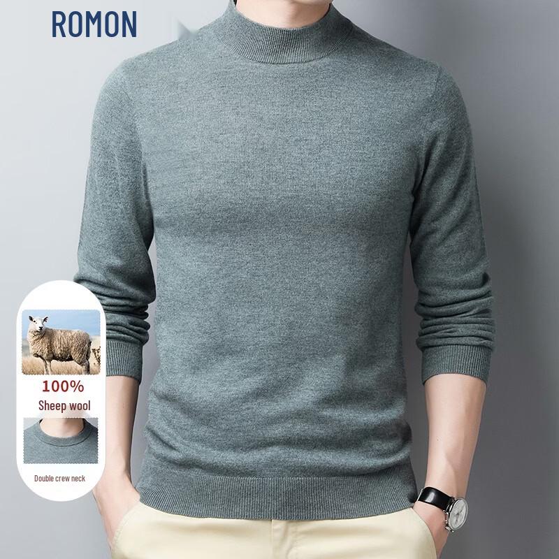 ROMON Men's Semi-High Collar Wool Sweater
