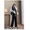 Dames Dikke Casual Broeken Herfst Winter Plus Fleece Warm Lampenwol Kern Rechte Pijp Wijde Pijp Broeken Comfortabel Effen Kleur Mode Slank Makende Broeken