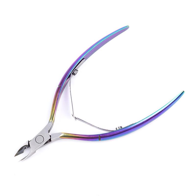 Iridescent Nail Art Manicure Set: Cuticle Nipper, Nail Clippers, Steel Pusher, Cuticle Remover