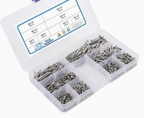 400Pcs 304 Stainless Steel Cross Phillips Countersunk Head Fiber Drilling Wood Screws Kit M3 Flat Head Self Tapping Screw Set