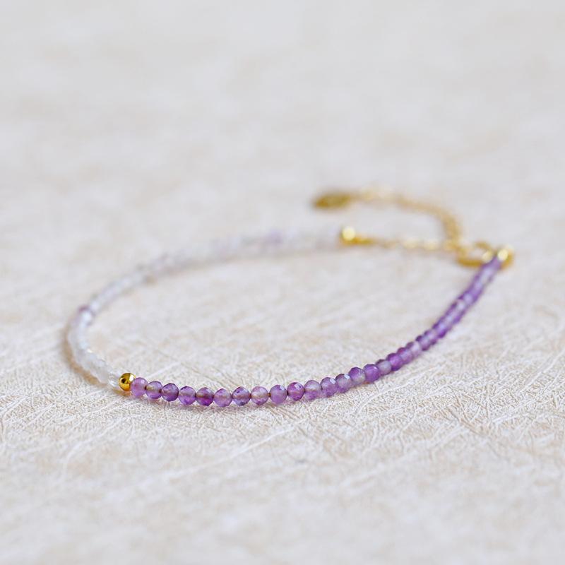 Ziteng successfully acquired the ultra-fine natural lavender amethyst bracelet2mm14k Gold bead color-preserving jewelry