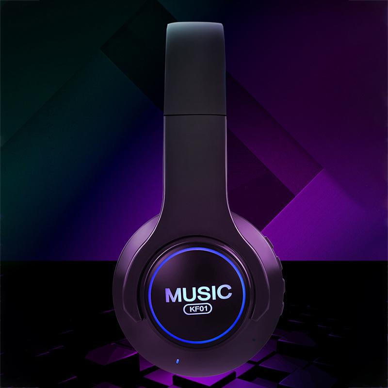 Over Ear Wireless Bluetooth Compatible Headphones with Colorful Light Active Noise Cancelling Deep Bass Ear Cups