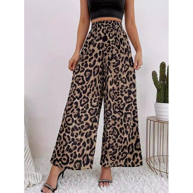 Leopard Print High Printed Wide Leg Pants Leopard Print Print High Waist Loose Pants