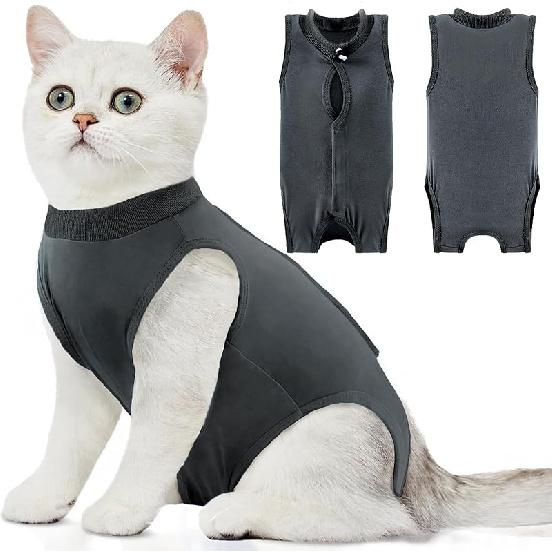 Katzen Genesungsanzug Weicher Katzen Operations-Genesungsanzug Katzen-Einteiler für Katzen nach der Operation, Kegel-E-Halsband-Alternative Leckschutz-Schutzanzug
