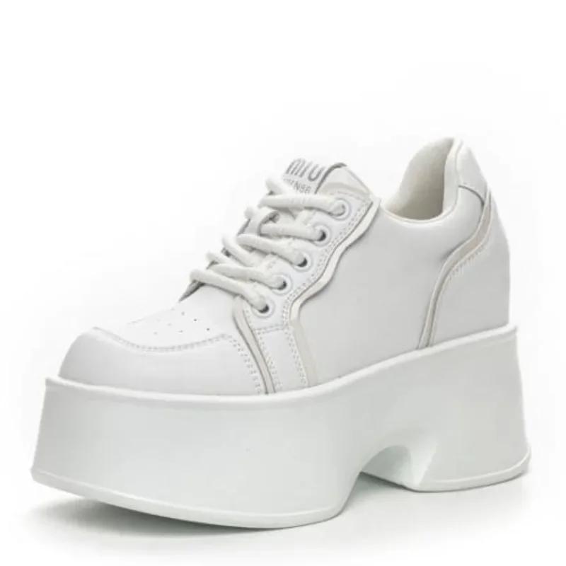 Fashion 11cm Women Luxury Genuine Leather Platform Wedge Pumps High Heels Ankle Booties Spring Autumn Ankle Boots Casual Office Shoes