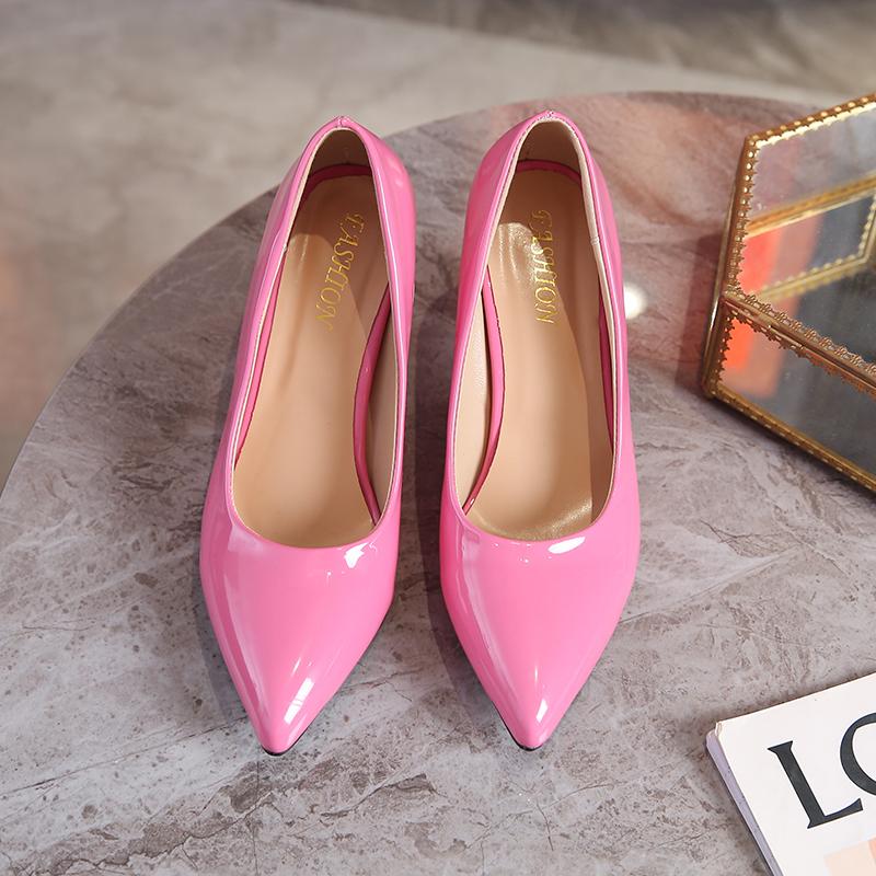 Fashion 45 Plus Size Women's Shoes Spring New Coarse Order Shoes High Heels Korean Version Professional Pointed Toe Mid Heel Work Shoes