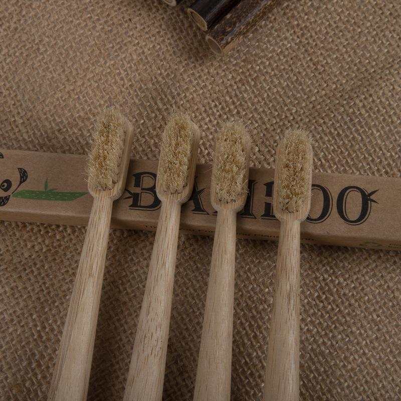 6 Pack Boar Bristle & Bamboo Toothbrush 100% Fully Biodegradable Plastic & Nylon Free Natural Tooth Brushes Oral Care Tool