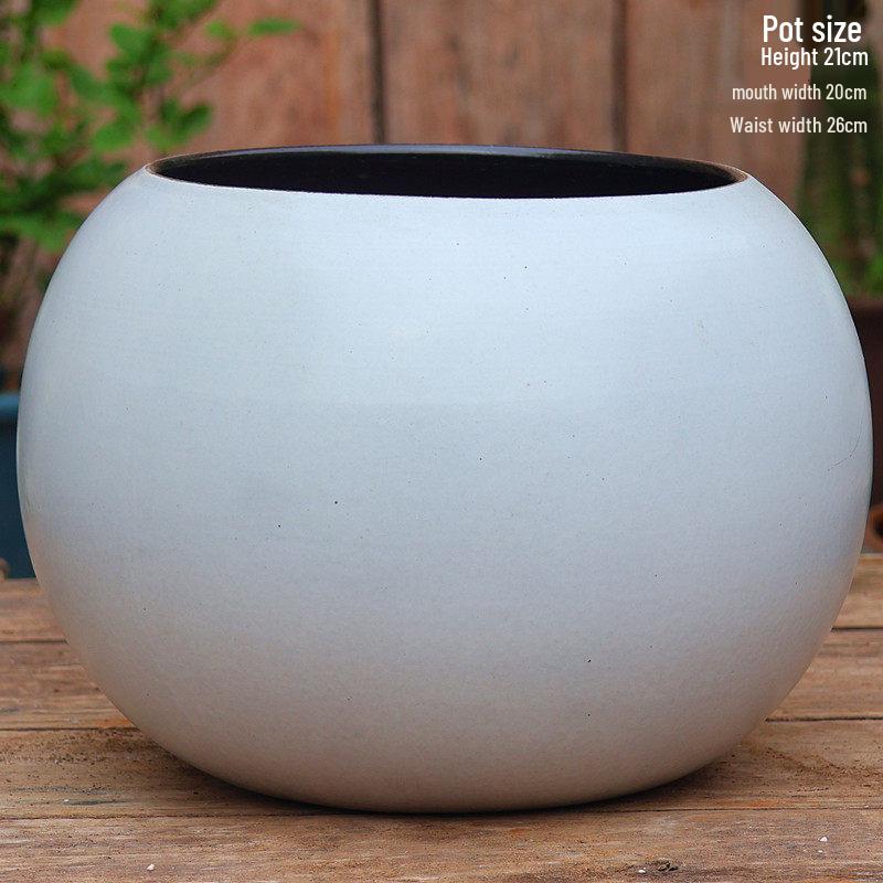 Extra Large White Ceramic Pot: European Style Succulent and Flower Pot for Courtyard Landscaping with Rough Texture and Large Caliber.
