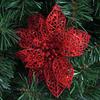5Pcs Glitter Hollow Artificial Christmas Flower Ornament Xmas Tree Garland Decor