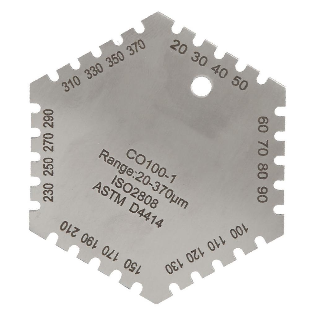 CO1001 20370um Stainless Steel Hexagonal Wet Film Comb Card Thickness Gauge Meter