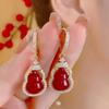 Chinese Style Festive Red Gourd Earrings, Light Luxury Ear Buckles, High-end New Year's Zodiac Year Transfer Earrings for Women