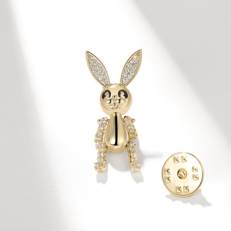 Bo Xin Yun Luxury Zirconia Rabbit Brooch with Movable Anti-exposure Pin
