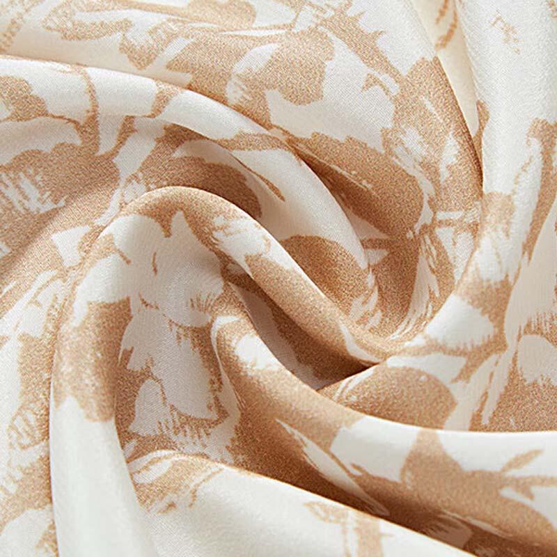 JESSIE Women's Floral Jacquard Mulberry Silk Short-Sleeve Blouse