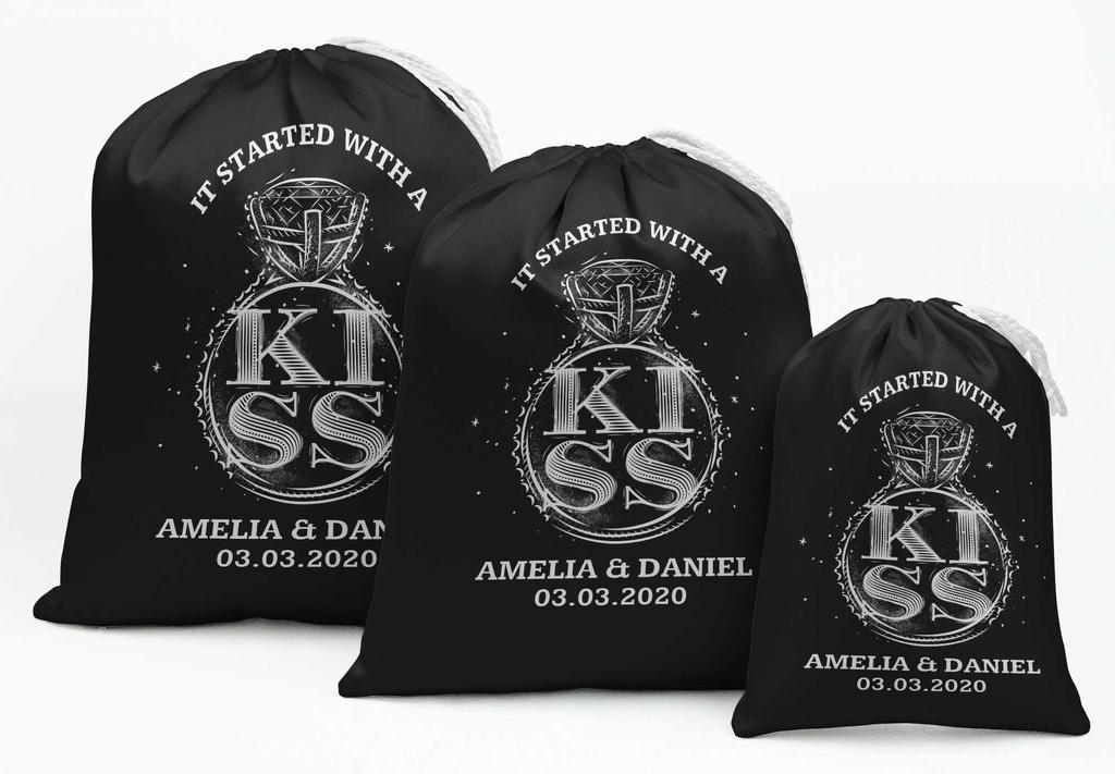 Darling Souvenir Schwarz Dankeschön-Geschenktüten für Hochzeiten, Party-Zubehör, Geschenkbeutel, Süßigkeitentüten, 15 Stück