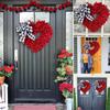Valentine Red Burlap Heart Wreath Buffalo Plaid Bow Home Decor