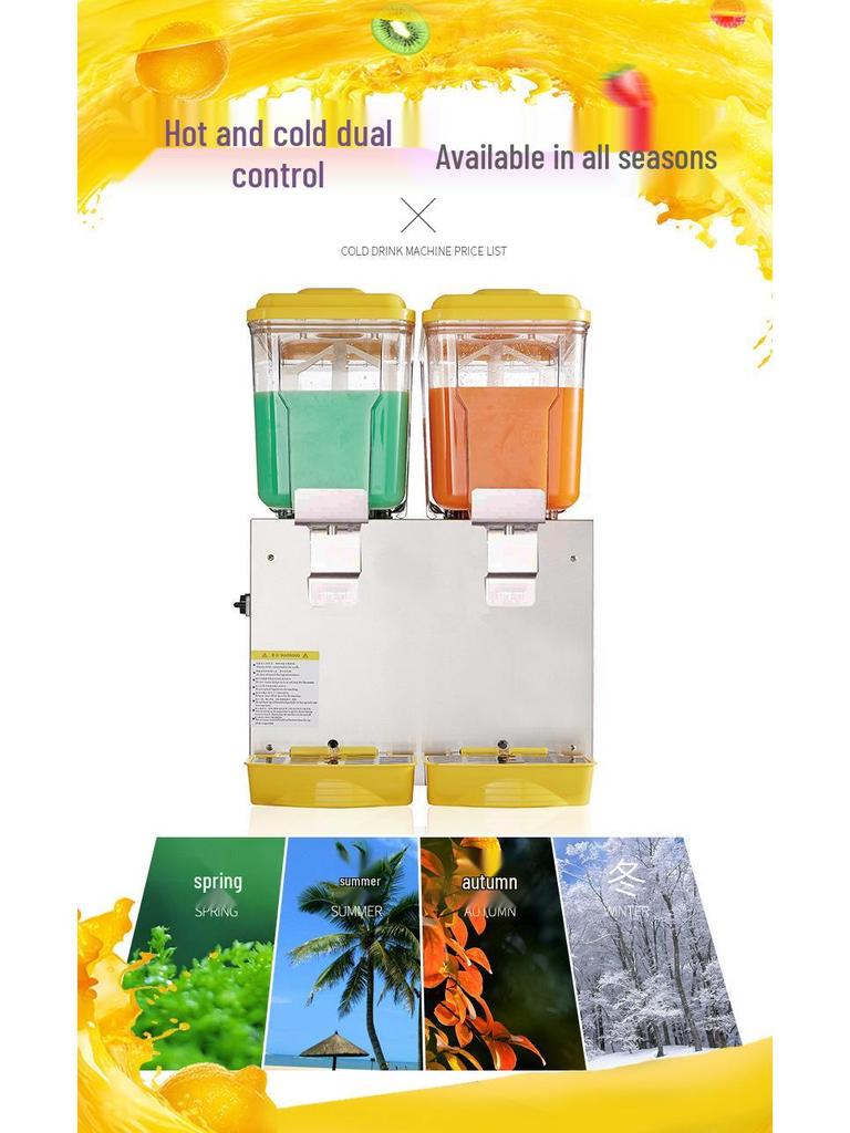 Tenggong Hot & Cold Beverage Dispenser with Dual & Triple Cylinder Options for Juices and Milk Tea, Self-service Stirring Spray