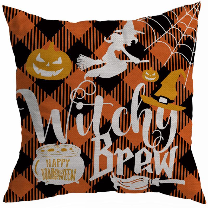 New Style 45x45cm Halloween Cushion Cover Linen Pillowcase Pumpkin Grimace Print Festival Party Decorative Pillow Covers, 1PC