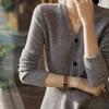 Cardigan Coat for Women Autumn Loose Long Sleeve Knit Cardigan V Neck Casual Solid Color Sweaters Jacket