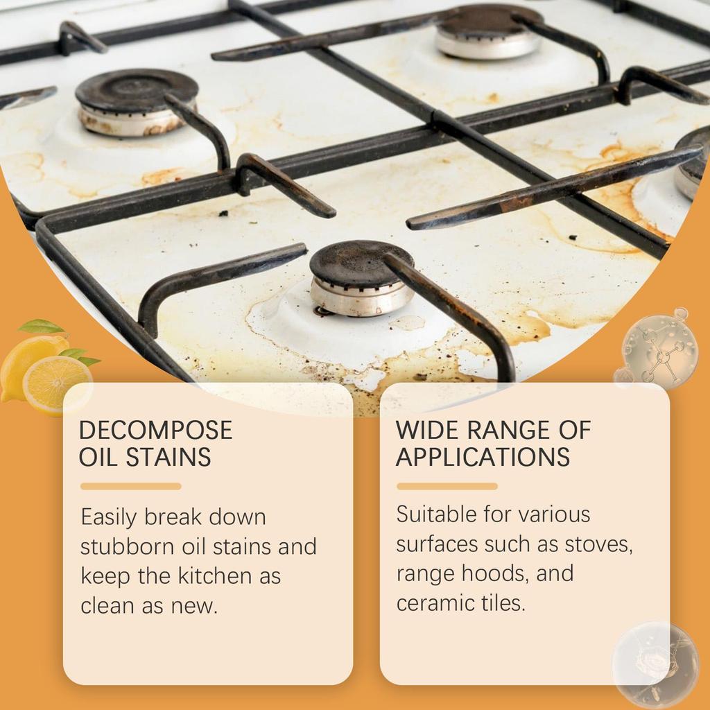 Kitchen Grease Cleaner Household Heavy Duty Grease Cleaner Kitchen Stovetop Stain Remover Foam Cleaner