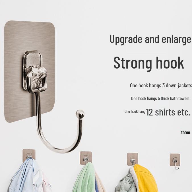 

Большой прозрачный самоклеящийся крючок без пробивания отверстий - Прочный, не оставляющий следов кухонный крючок с высокой грузоподъемностью 7*7 Transparent