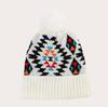 Hat Women's Winter Bohemian Colorful Plaid Jacquard Knitted Hat Imitation Hairball Warm Wool Hat