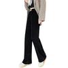 Black Chenier Wide Leg Pants Women's Pants Autumn and Winter Fleece Thickened Straight Pants Casual Skinny Corduroy Pants