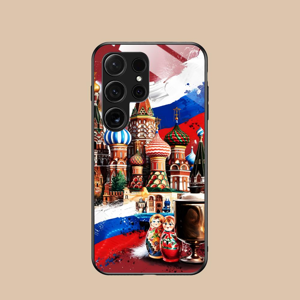Russia Flag Mobile Cell Phone Case for Samsung Galaxy S26 S25 S24 S23 S22 S21 S20 Note20 Plus FE Ultra Glass Colorful Cover