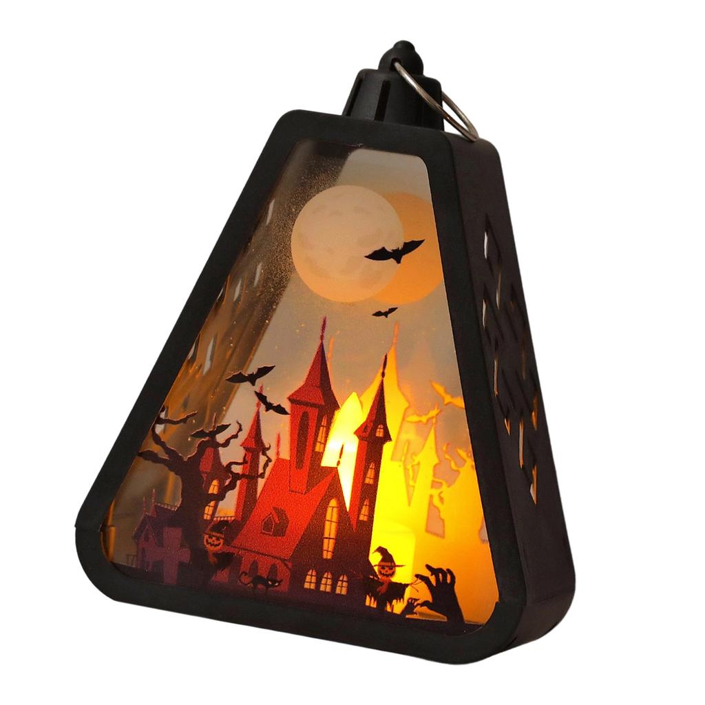 Halloween Lantern Hanging Decors Witch Pumpkin Castle Pattern Portable Lamp For Holiday Party Tabletop Decoration Gift