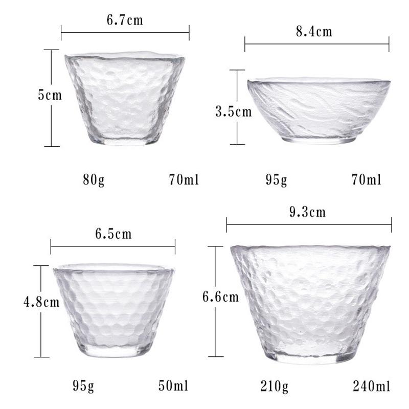 Japanese-Style Handmade Hammered Glass Small Teacup Sake Cup Tea Glass Cup