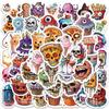 50Pcspack Halloween Horror Food Stickers Waterproof Graffiti Decoration Waterproof Phone Case Helmet Bottle Luggage Sticker