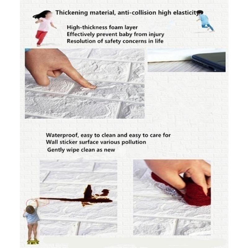 10PCS 3D Wallpaper PE Foam DIY Wall Stickers Home Decoration Wall Decoration Embossed Masonry Living Room Bedroom Background Decoration