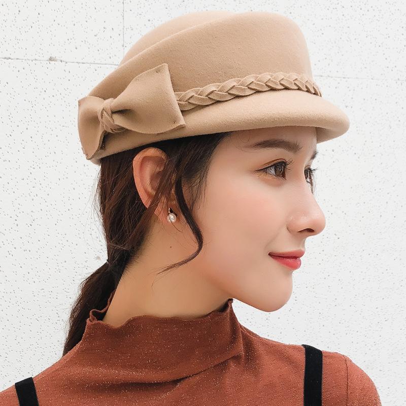 Meier Hut, Damen Herbst- und Winter-Koreanischer Wollfilzhut, eleganter und modischer schwarzer Baskenmütze, Britischer Styling Hut
