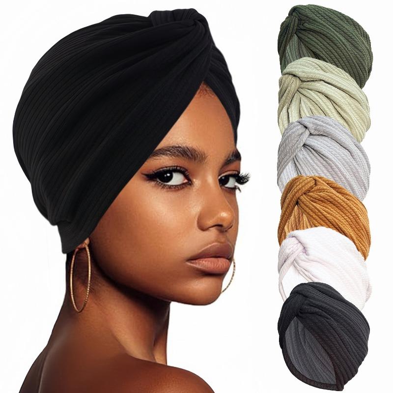 Thick Elastic Headscarf Hat Ethnic Style Cross Twist Hat Fashionable Versatile Headscarf Warm Chemotherapy Hat Hats & Caps Women’s