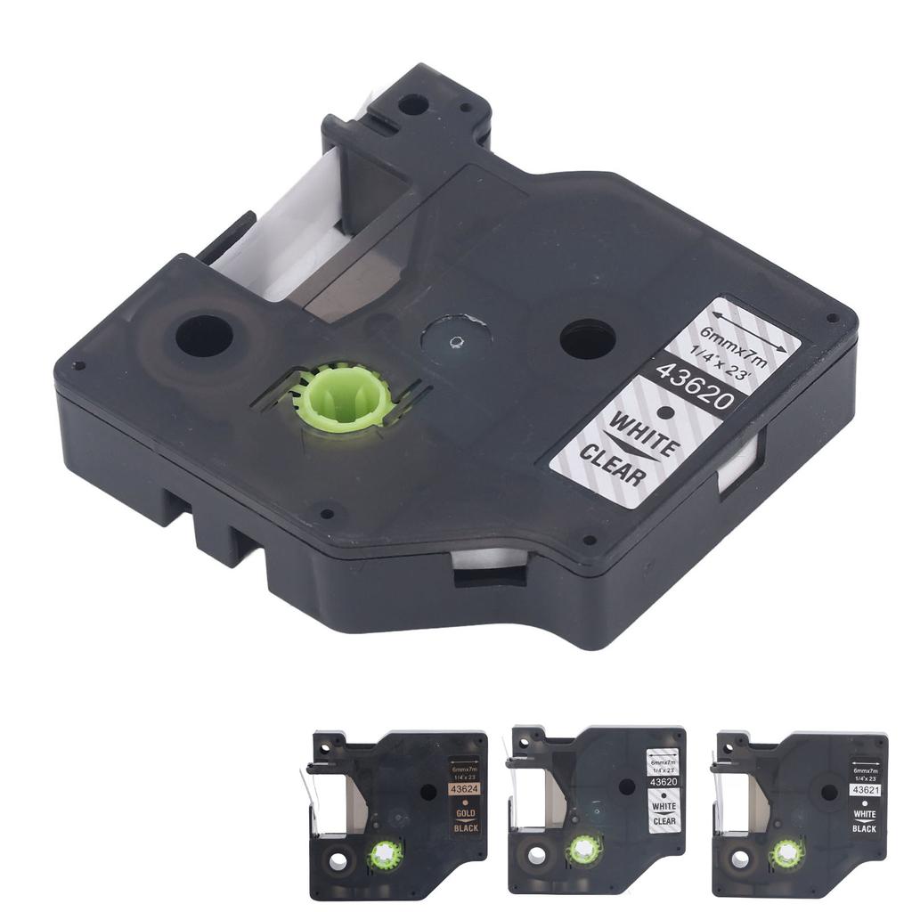 Fita para etiquetadora de 6 mm de largura e 23 pés de comprimento, à prova d'água, resistente a óleo, PET, transparente, para LMPC 16596 L