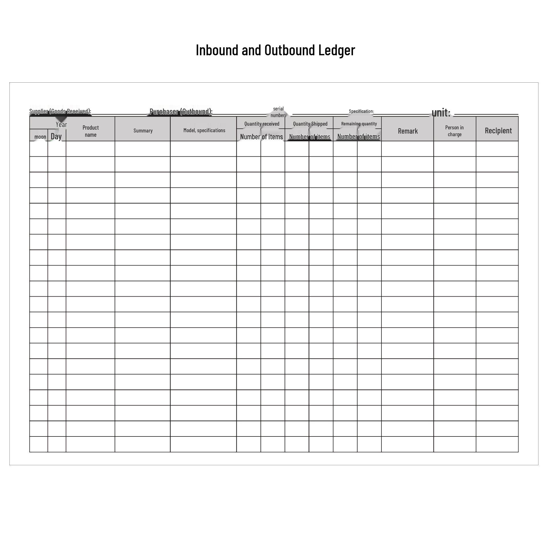 Inbound & Outbound Inventory and Accounting Book for Warehouse Material Sales & Purchases