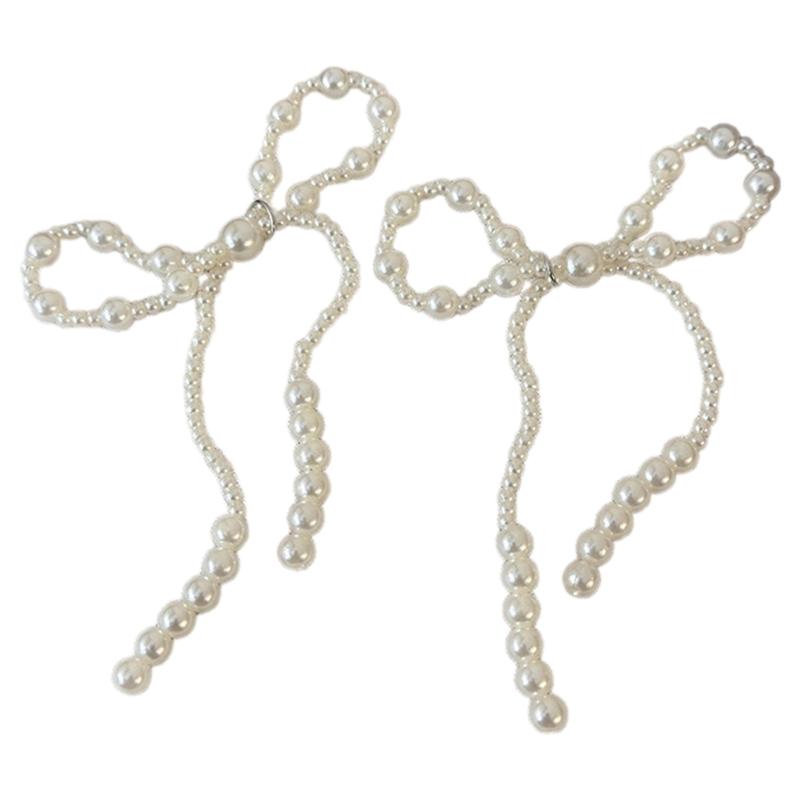 Elegant Pearls Bowknot Shoe Clips Charm Shoes Decoration Adjustable Sizes Fashion Accessory for Women's Footwear