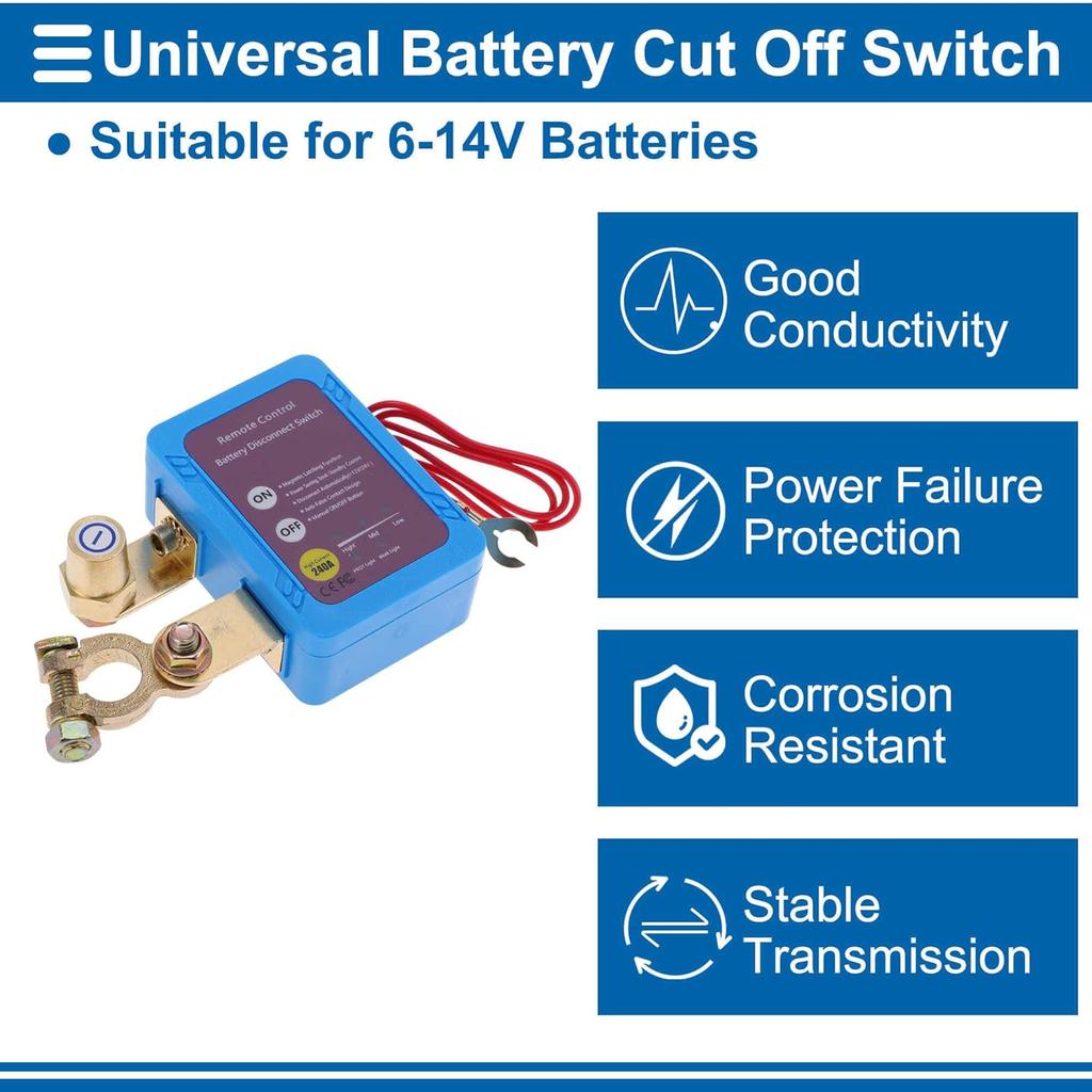 Battery Disconnect Switch 6-14V Battery Power Cut Isolator Kill Switch ON/Off Batteries Cut Off Switches for Cars Vehicles RVs and Boats 1 Pc