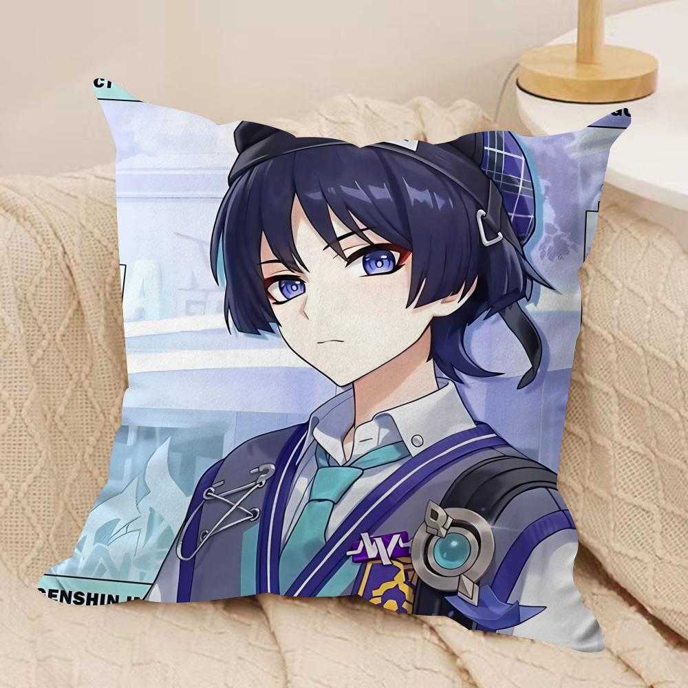 

Wanderer genshin impact Cushion Cover Silky Short Plush Invisible Zipper Dustproof Sofa Pillow Case for Home Decor 30x30cm