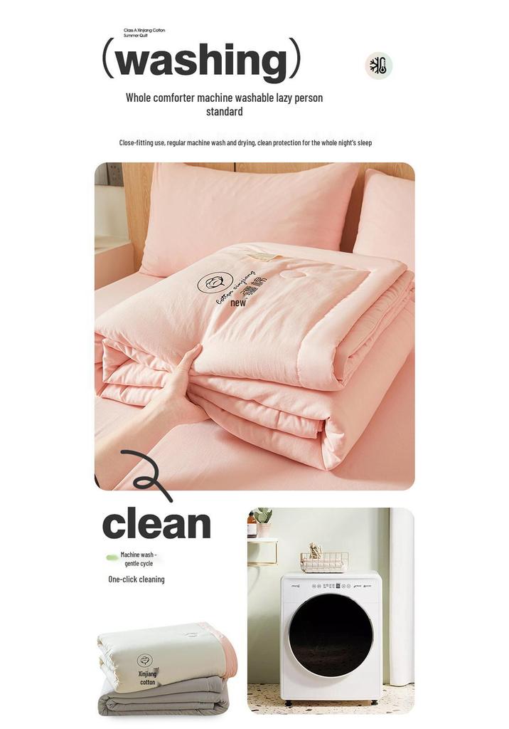 Xinjiang Cotton Summer Quilt: Lightweight, Machine-Washable, Thin Comforter for Dorms and Double Beds