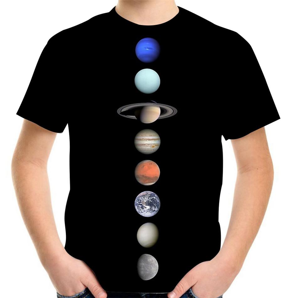 Летняя детская футболка для подростков 4-20 лет с принтом «Планета Земля Луна Галактика» — фото 8