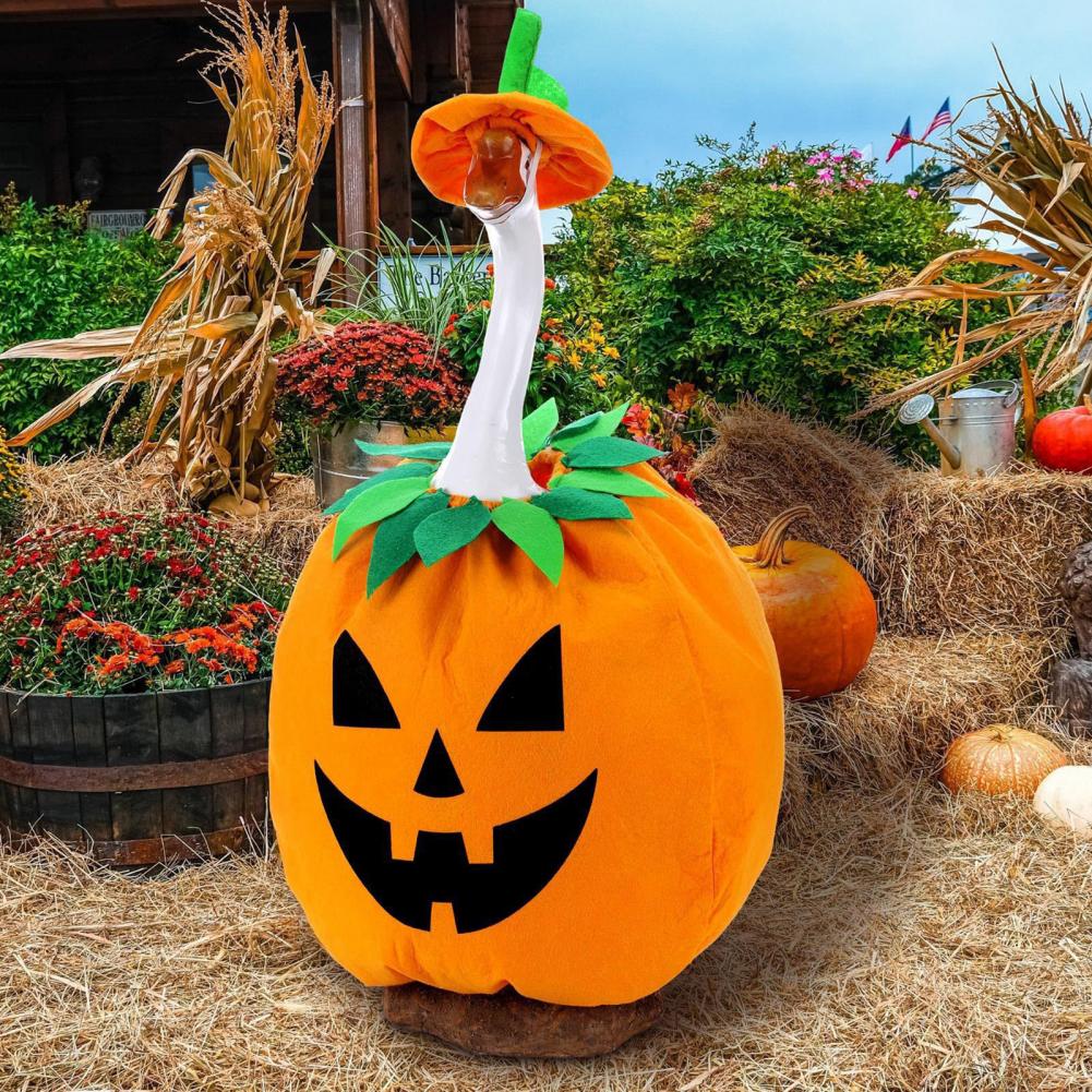 Porch Goose Clothing Festive Halloween Pumpkin Goose Costume with Lawn Goose Shirt Outfit Elastic Rope Hat for Outdoor Garden