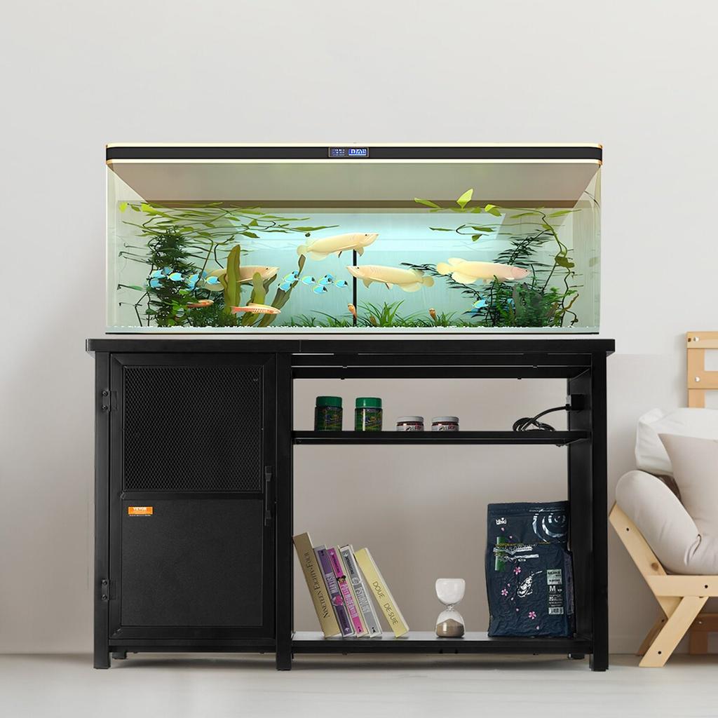 Aquarium Stand, 75 Gallon Fish Tank Stand, 52 X 19.7 X 32.3 In Steel and MDF Turtle Tank Stand, 626 Lbs Load Capacity, Reptile Tank Stand with Storage