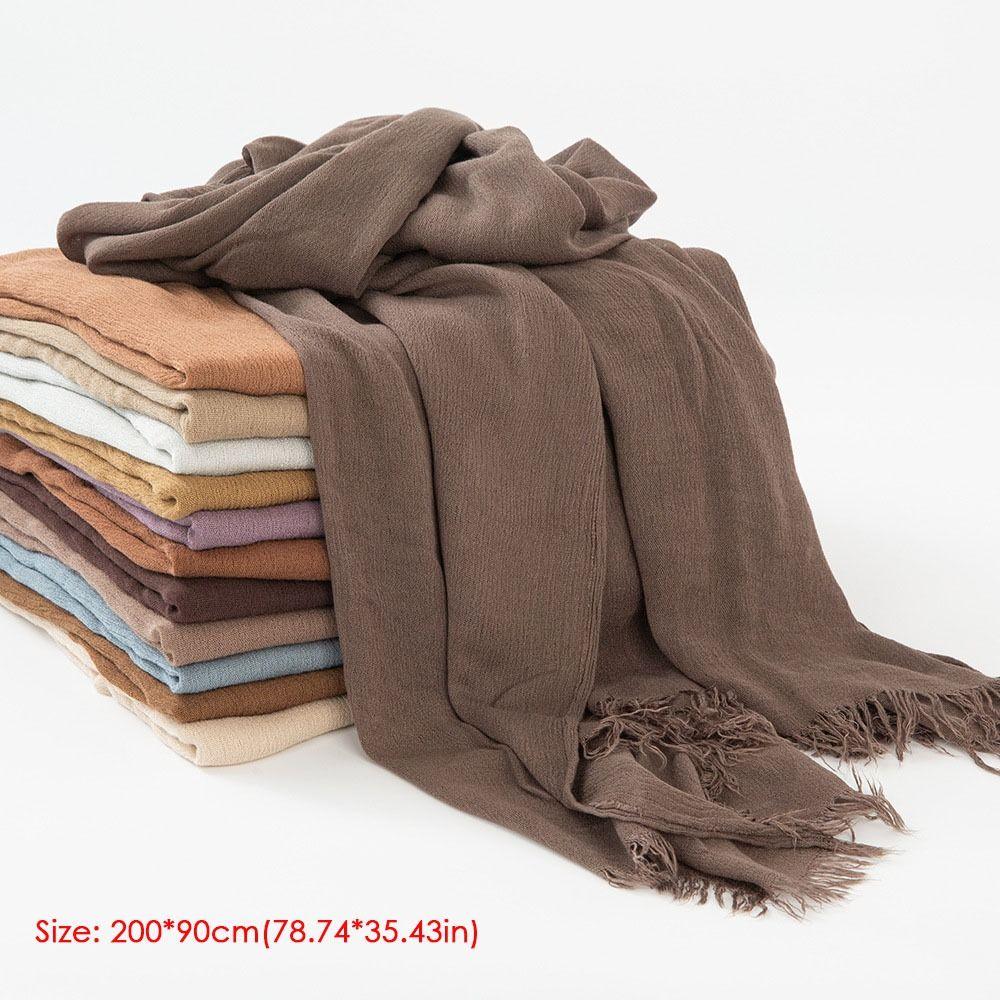 Big Size Crepe Shawl Cotton Plain Headscarf New Women Hijab Scarf