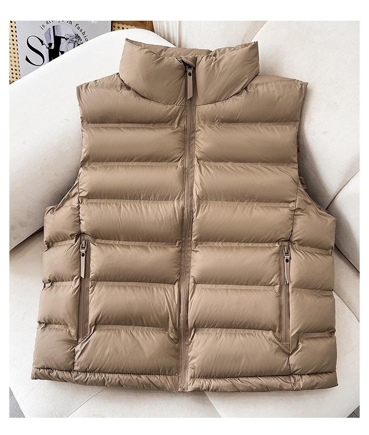 Light down cotton vest women's autumn and winter new Korean version stand-up collar vest warm vest jacket