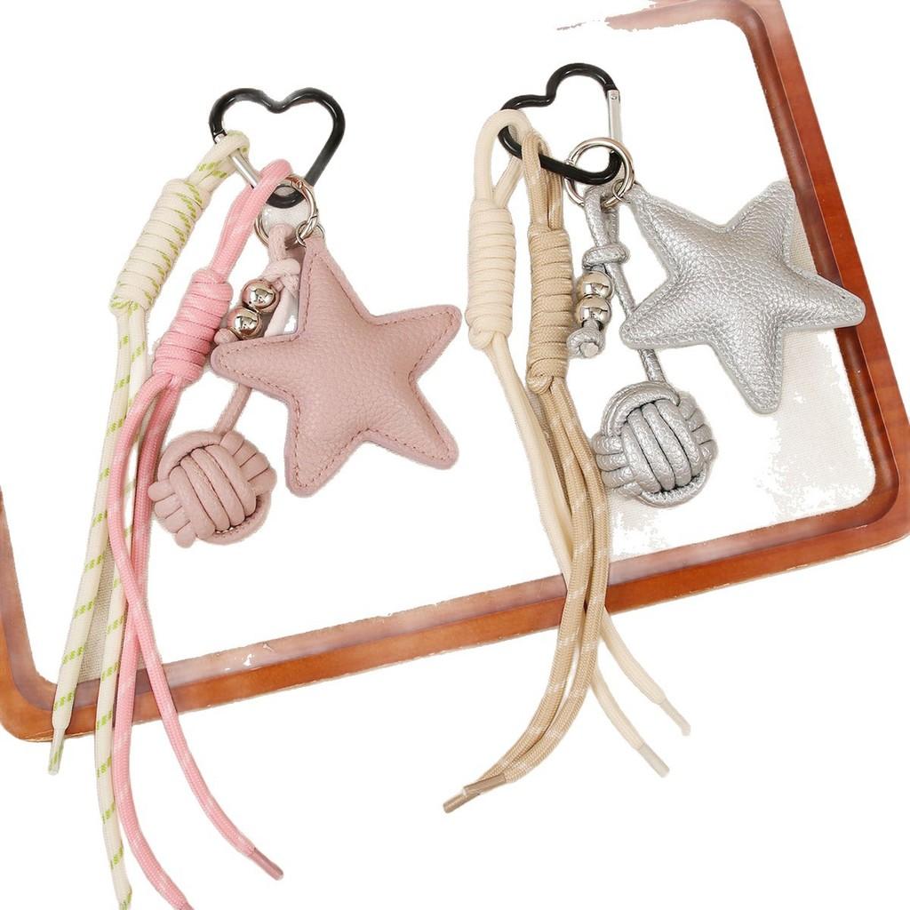 Pu Star Keychain Bag Pendant With Handcrafted Rope For Fashion Accessories
