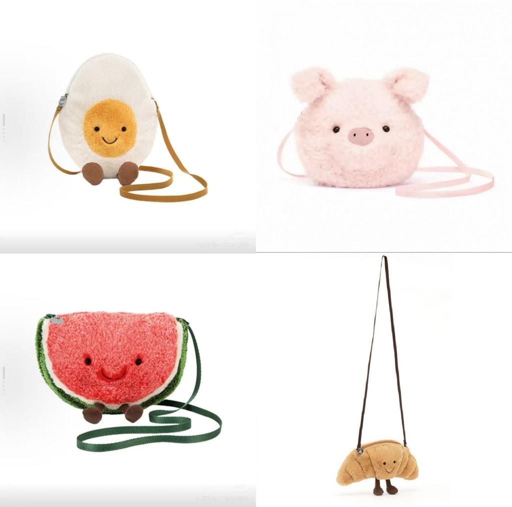 Croissant Plush Bag With Zipper For Women And Teens