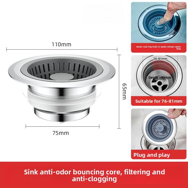 Kitchen Sink Leaky Ball Valve Filter Dishwashing Sink Vegetable Washing Basin Leaky Ball Valve Anti-odor Sink Bouncing Core