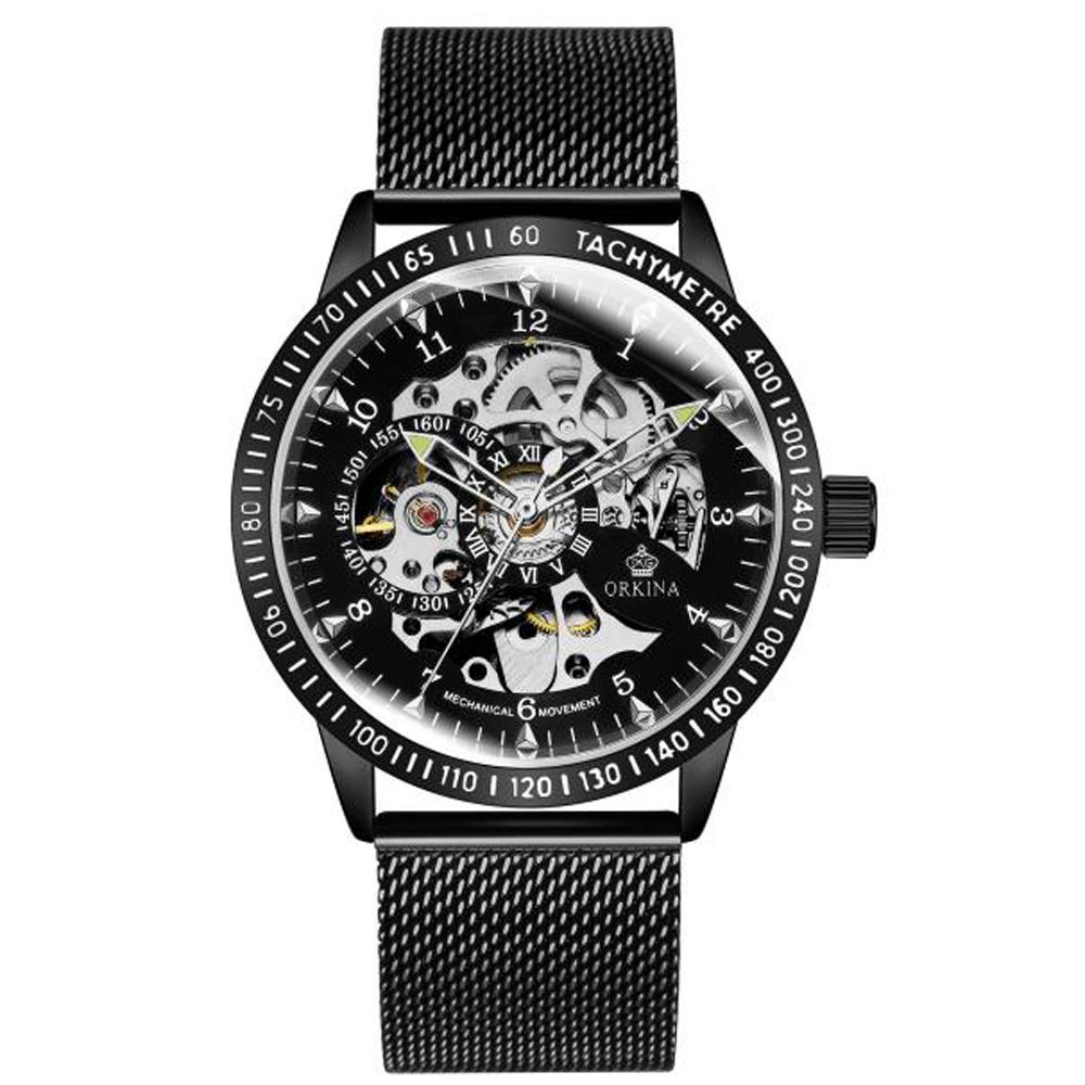 ORKINA Mode Luxus Top Marke Herren Mechanische Uhren Silber Schwarz Selbstaufziehend Automatische Armbanduhr Männliche Uhr Relogio Masculino