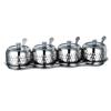 1PC Stainless Steel Sugar Bowl Coffee Seasoning Jar Condiment Pot Spice Container Canister Cruet with Glass Lid and Spoon